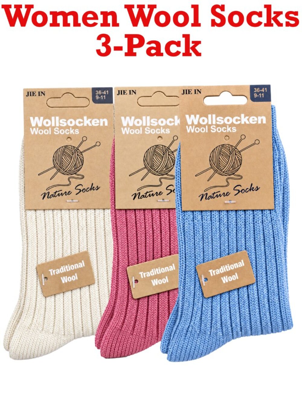 Women’s Wool Blend Socks Size 9-11, 6-Pack Warm Cozy Winter Cold Weather Socks